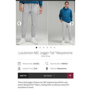 Lululemon men abc jogger in gray size Medium